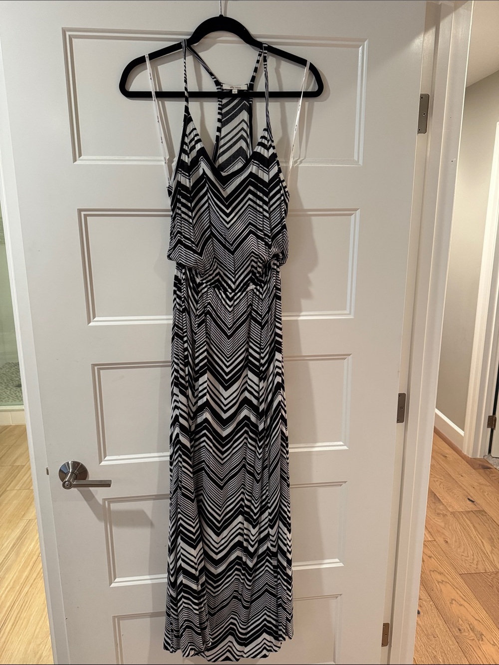 Ella Moss Black and White Chevron Maxi Dress
